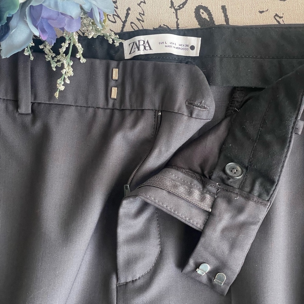 Zara Wide Leg Suit Pants Trousers in Gray Size Large - Picture 6 of 6
